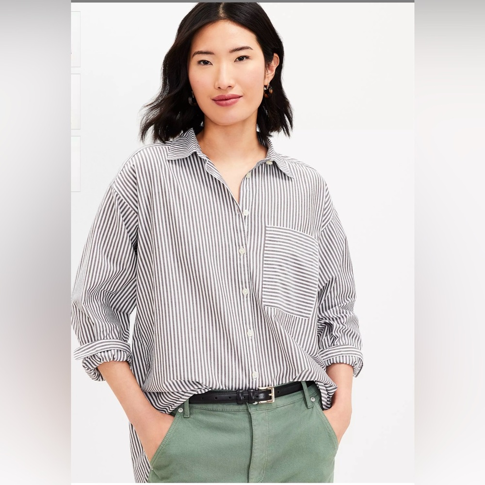 NWT Loft Striped Oversized Everyday Shirt Size L